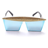 Metal Steampunk Luxury Flat Top Mirror Gradient Square Sunglasses