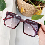 Gradient Lens Oversized Transparent Frame Square Sunglasses