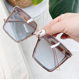 Gradient Lens Oversized Transparent Frame Square Sunglasses
