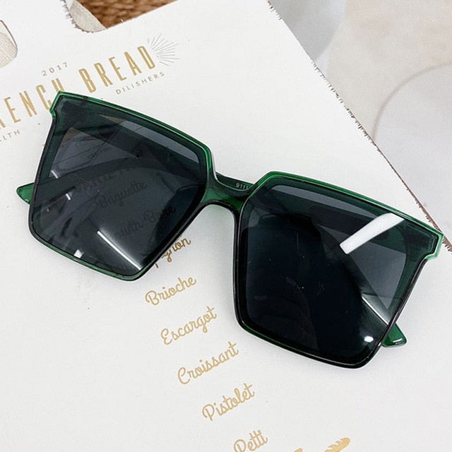 Gradient Lens Oversized Transparent Frame Square Sunglasses