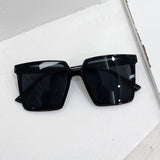 Gradient Lens Oversized Transparent Frame Square Sunglasses