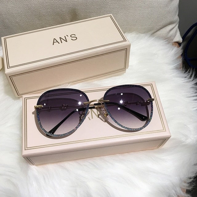 Imitation Rhinestone Gradient Retro Sunglasses