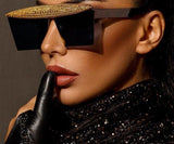 Metal Steampunk Luxury Flat Top Mirror Gradient Square Sunglasses