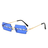 Vintage Razor Blade Design Hollow Steampunk Rimless Square Sunglasses