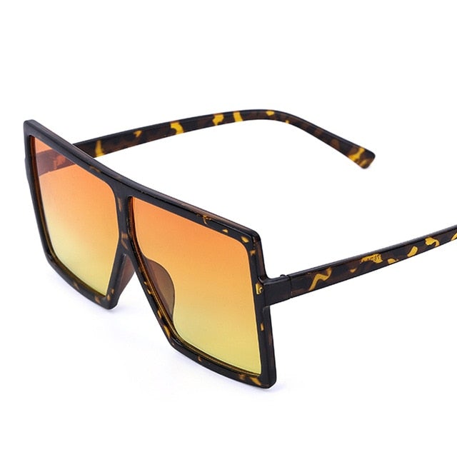 Vintage Oversized Gradient Flat Top Square Sunglasses