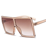 Vintage Oversized Gradient Flat Top Square Sunglasses