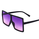 Vintage Oversized Gradient Flat Top Square Sunglasses
