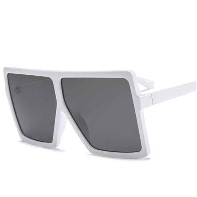 Vintage Oversized Gradient Flat Top Square Sunglasses