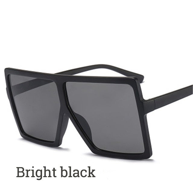 Vintage Oversized Gradient Flat Top Square Sunglasses