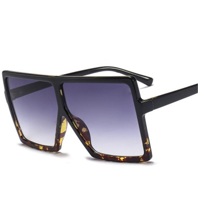 Vintage Oversized Gradient Flat Top Square Sunglasses