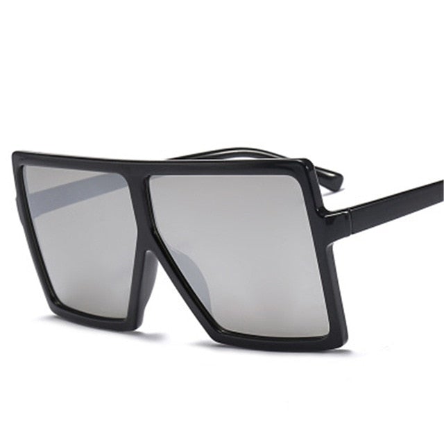 Vintage Oversized Gradient Flat Top Square Sunglasses