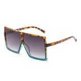 Vintage Oversized Gradient Flat Top Square Sunglasses