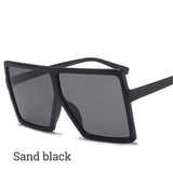 Vintage Oversized Gradient Flat Top Square Sunglasses