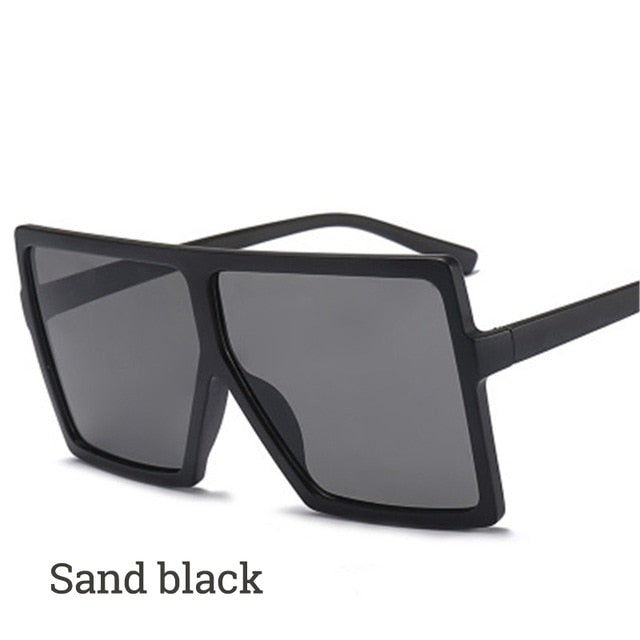 Vintage Oversized Gradient Flat Top Square Sunglasses