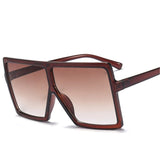 Vintage Oversized Gradient Flat Top Square Sunglasses