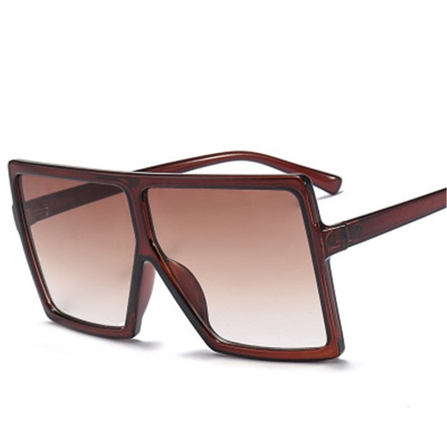 Vintage Oversized Gradient Flat Top Square Sunglasses