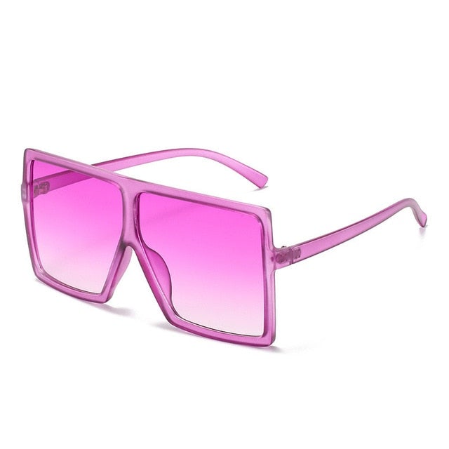Vintage Oversized Gradient Flat Top Square Sunglasses