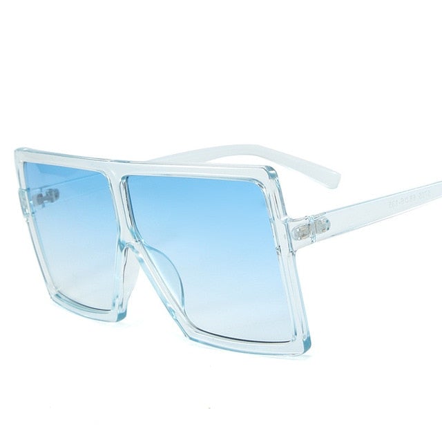 Vintage Oversized Gradient Flat Top Square Sunglasses