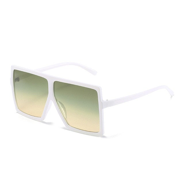 Vintage Oversized Gradient Flat Top Square Sunglasses