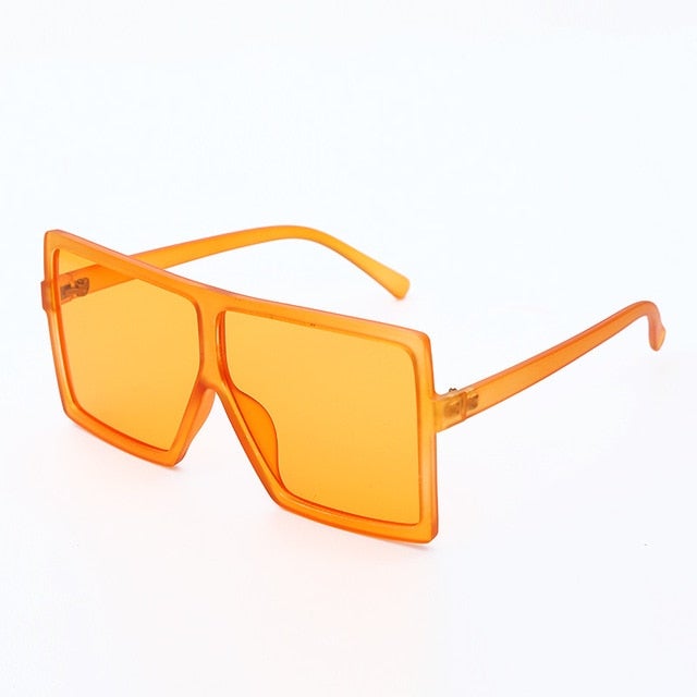 Vintage Oversized Gradient Flat Top Square Sunglasses