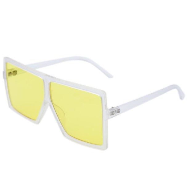 Vintage Oversized Gradient Flat Top Square Sunglasses