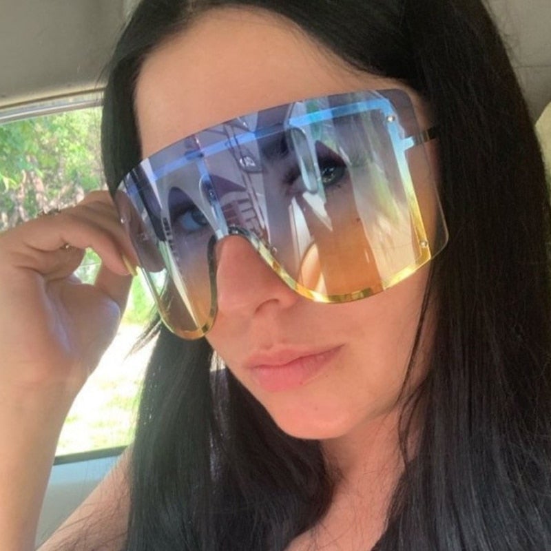 Rimless Metal Visor Sunglasses