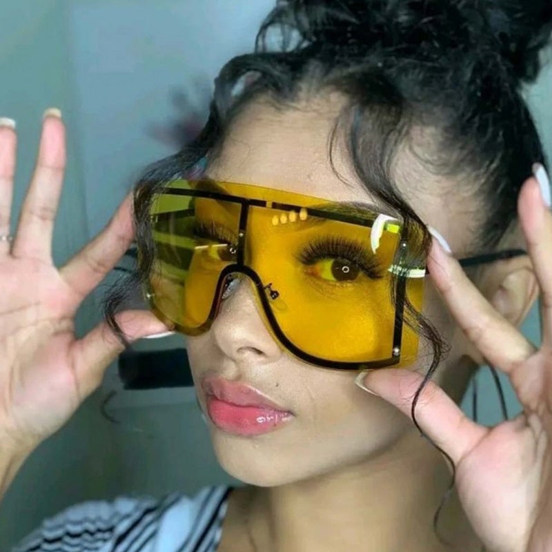 Rimless Metal Visor Sunglasses