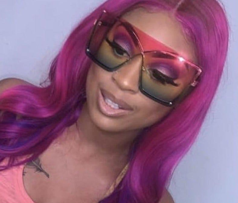 Rimless Oversized Gradient Metal Square Sunglasses