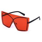 Rimless Oversized Gradient Metal Square Sunglasses