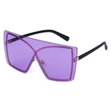 Rimless Oversized Gradient Metal Square Sunglasses