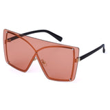 Rimless Oversized Gradient Metal Square Sunglasses