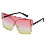 Rimless Oversized Gradient Metal Square Sunglasses