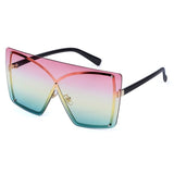 Rimless Oversized Gradient Metal Square Sunglasses
