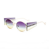 Vintage Steampunk Temple Gradient Mirror Lens Temple Round Sunglasses