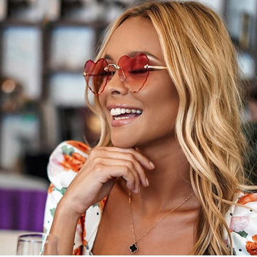 Heart Shape Rimless Retro Sunglasses