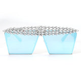 Diamond Flat Top Crystal Punk Mirror Rhinestones Square Sunglasses