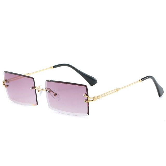 Rimless Gradient Rectangle Sunglasses