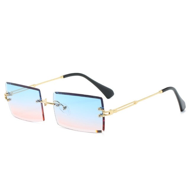 Rimless Gradient Rectangle Sunglasses