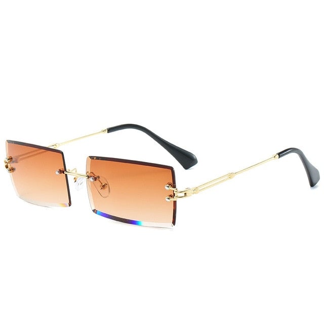 Rimless Gradient Rectangle Sunglasses