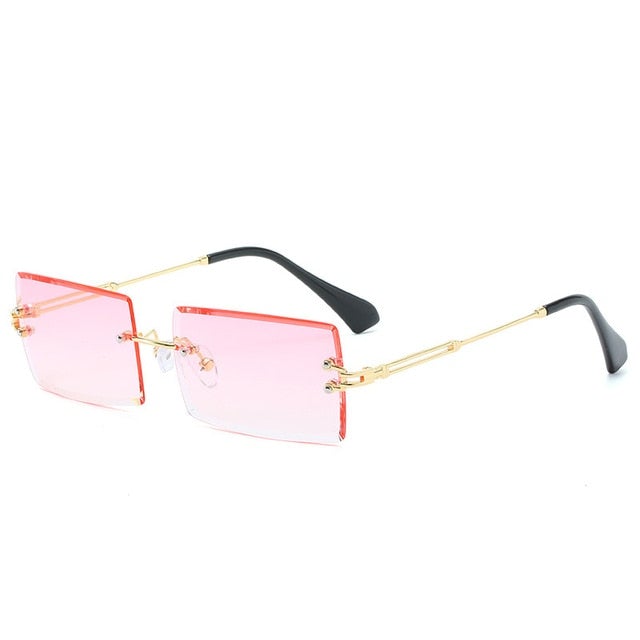 Rimless Gradient Rectangle Sunglasses