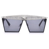 Metal Steampunk Luxury Flat Top Mirror Gradient Square Sunglasses