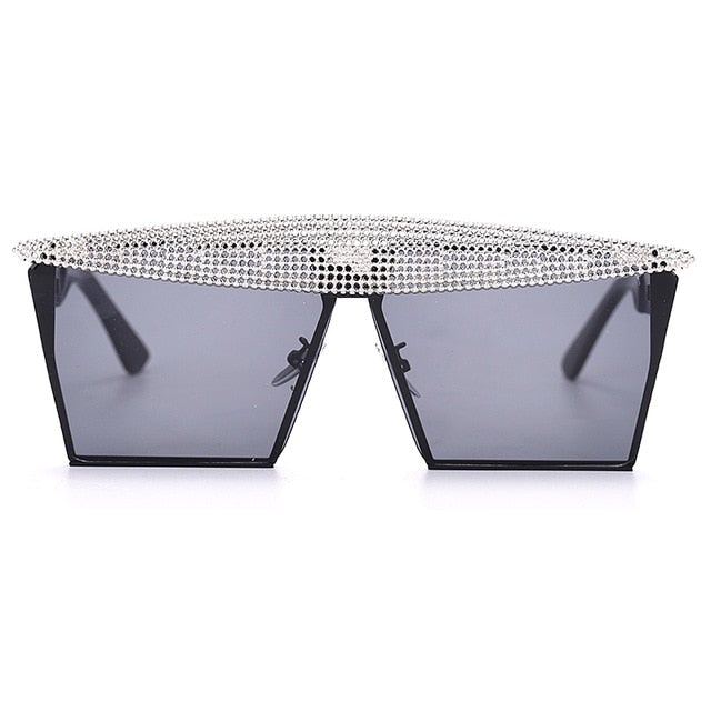 Metal Steampunk Luxury Flat Top Mirror Gradient Square Sunglasses