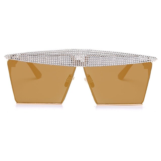 Metal Steampunk Luxury Flat Top Mirror Gradient Square Sunglasses