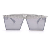 Metal Steampunk Luxury Flat Top Mirror Gradient Square Sunglasses