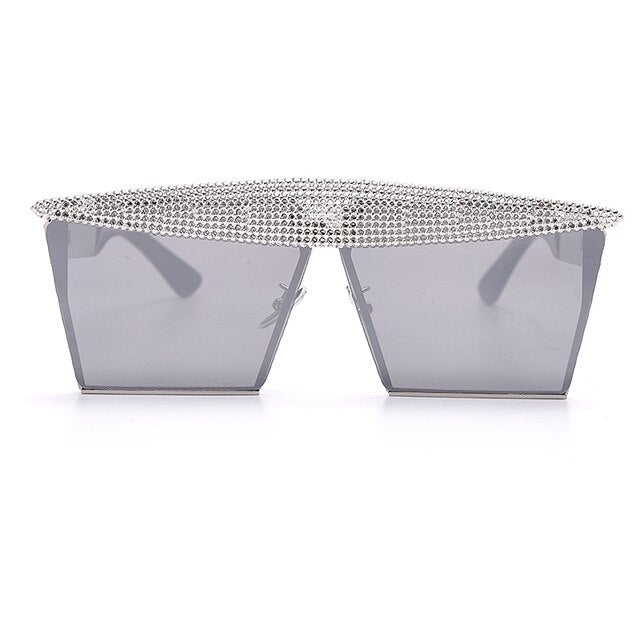 Metal Steampunk Luxury Flat Top Mirror Gradient Square Sunglasses