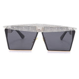 Metal Steampunk Luxury Flat Top Mirror Gradient Square Sunglasses