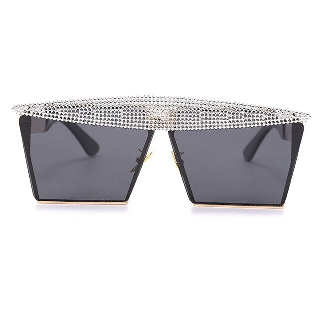 Metal Steampunk Luxury Flat Top Mirror Gradient Square Sunglasses