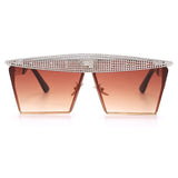 Metal Steampunk Luxury Flat Top Mirror Gradient Square Sunglasses