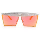 Metal Steampunk Luxury Flat Top Mirror Gradient Square Sunglasses