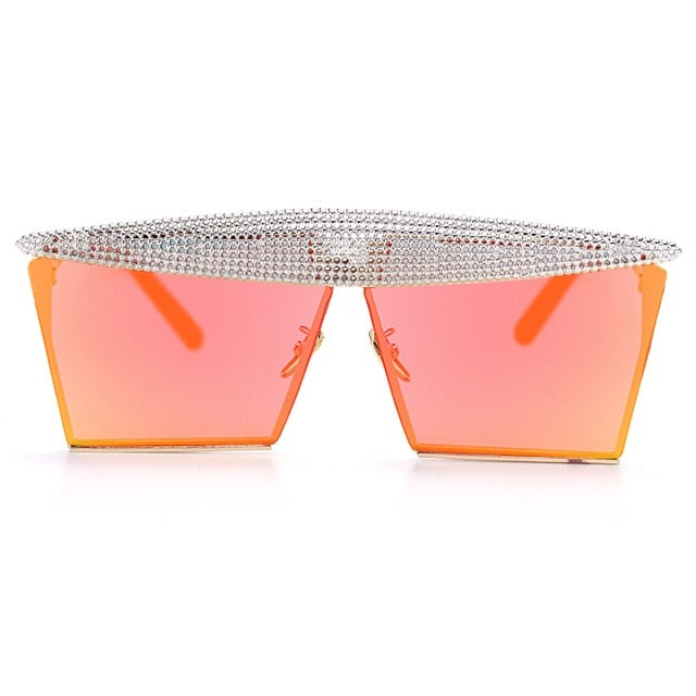 Metal Steampunk Luxury Flat Top Mirror Gradient Square Sunglasses